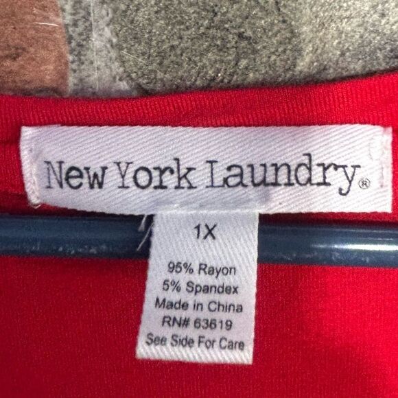 5 for $25🔥New York Laundry Red Short Sleeve Soft Tee T-Shirt 1X - Picture 3 of 4